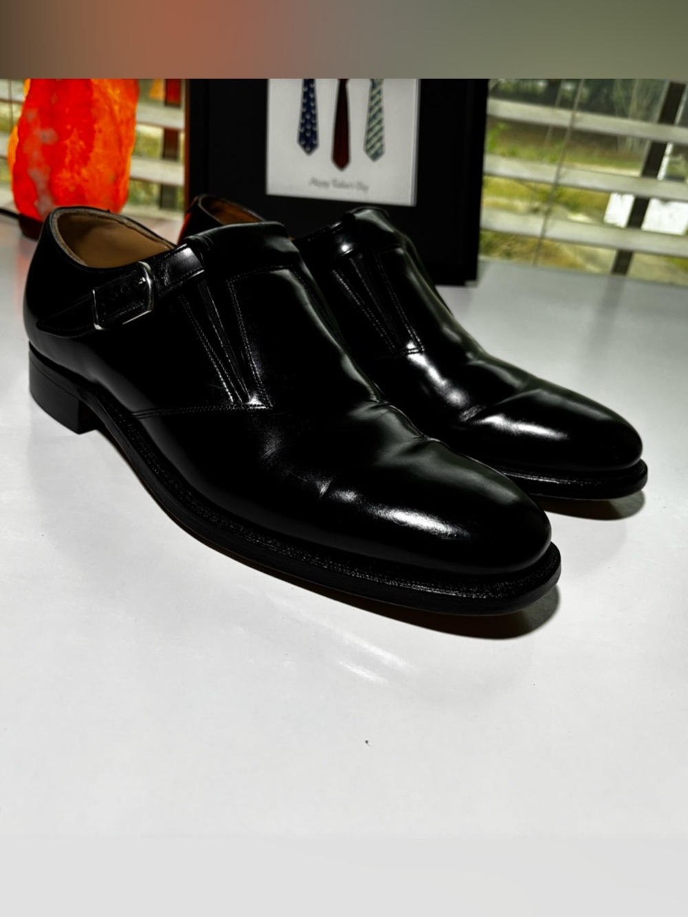 Johnson & Murphy Men's Aristocrat Black Leather Monk Strap Dress Shoes Size 10